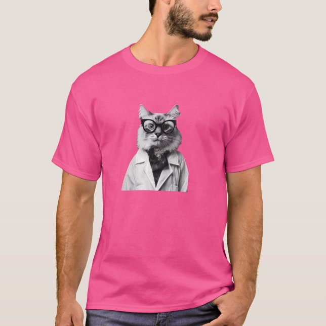 Retro Science Cat - STEM - Curiosity Cat Lab - Qua T Shirt (Framsida)