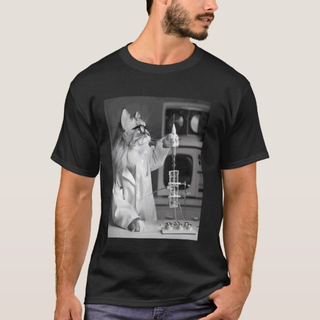 Retro Science Cat - STEM - Nyfikenhetskattslabb -  T Shirt (Framsida)