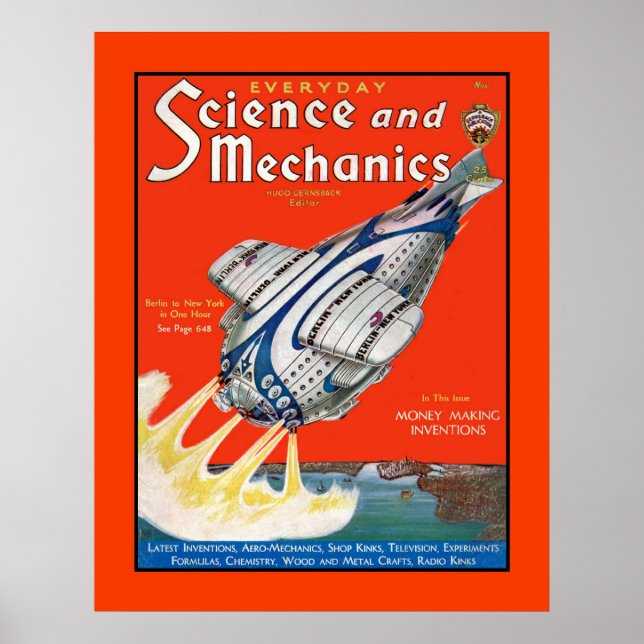Retro Science fiction 1931-täcktidning Poster (Framsidan)