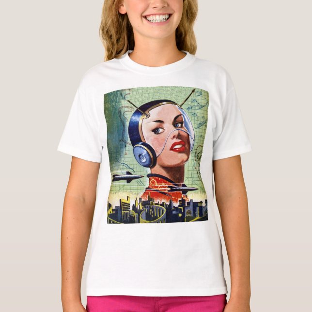 Retro Science fiction Girls T-Shirt (Framsida)