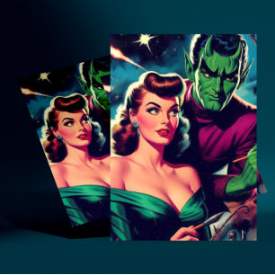 Retro Science fiction Pin-up Vykort