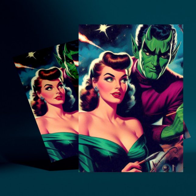 Retro Science fiction Pin-up Vykort (Skapare uppladdad)