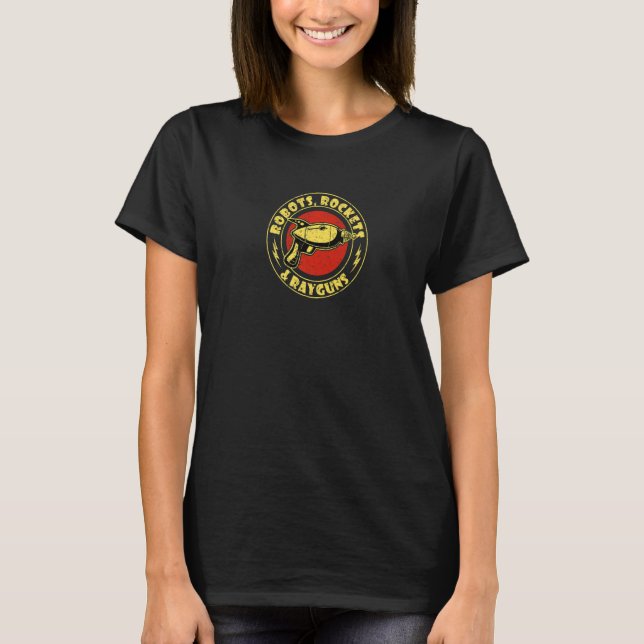 Retro Science fiction Robots Rockets & Raygun T Shirt (Framsida)