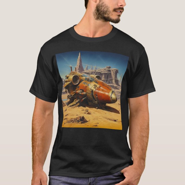 Retro Science fiction Scene T Shirt (Framsida)