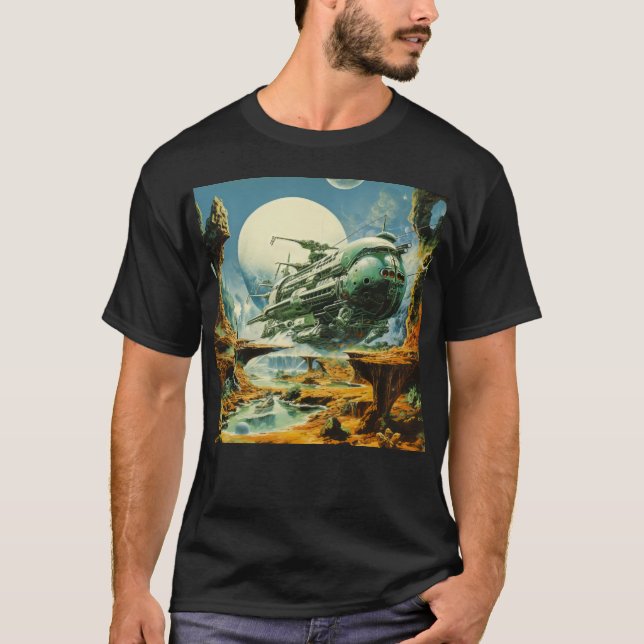 Retro Science fiction Scene T Shirt (Framsida)