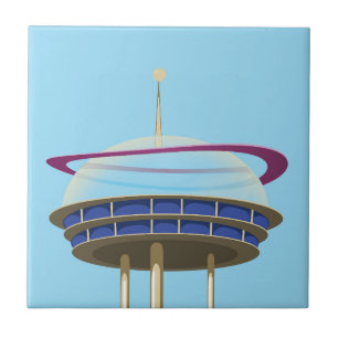 Retro Science fiction skyscraper Kakelplatta