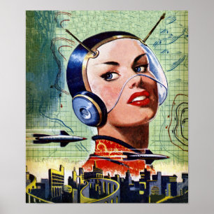 Retro science fictionaffisch poster