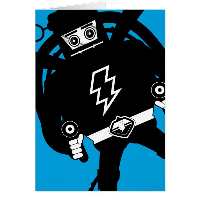 Retro science fictionjätterobot hälsningskort (Framsidan)