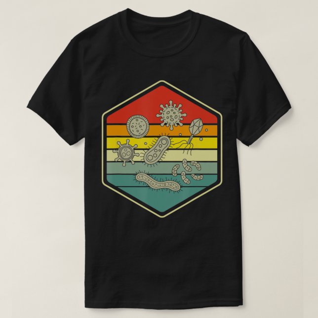Retro Science Nerd Gift Microbiology Bacteria Biol T Shirt (Design framsida)