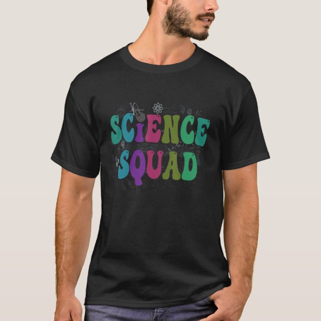 Retro SCIENCE SQUAD Groovy Technology Crew STEMini T Shirt (Framsida)