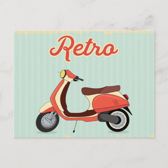 Retro Scooter bike vintage postcard Vykort (Framsida)