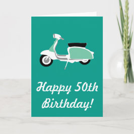 Retro Scooter Lycklig 50:e födelsedagskortet Kort