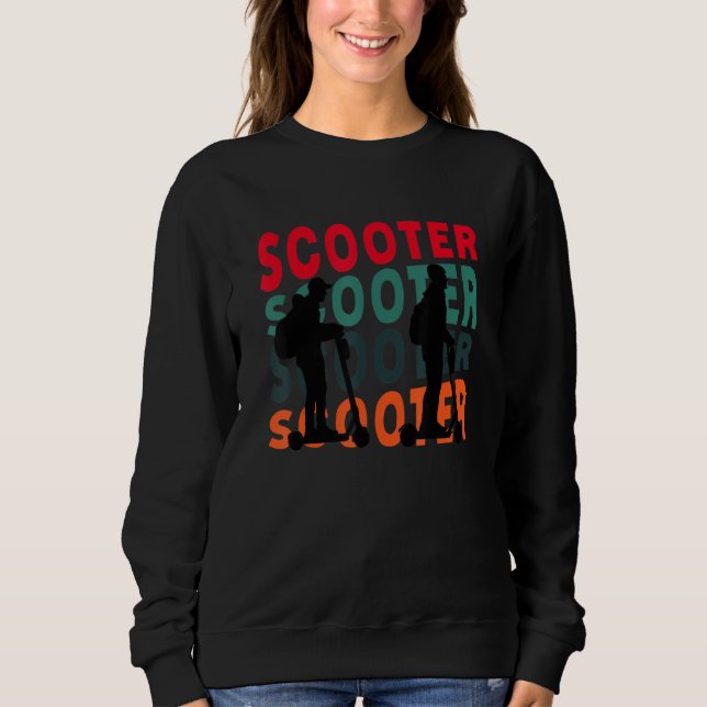 Retro Scooter Rider E Scooter Kick Scooter T Shirt (Framsida)