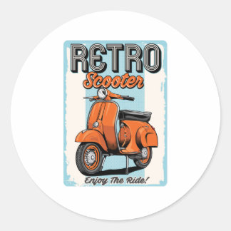 Retro Scooter Runt Klistermärke