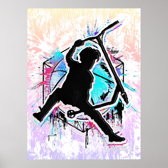 Retro Scooter - Stuntscooter - Kick Stunt Scooter Poster (Framsidan)