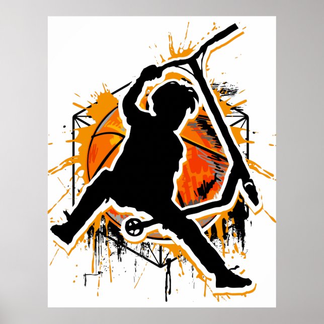 Retro Scooter - Stuntscooter - Kick Stunt Scooter Poster (Framsidan)