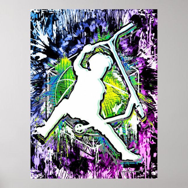 Retro Scooter - Stuntscooter - Kick Stunt Scooter Poster (Framsidan)