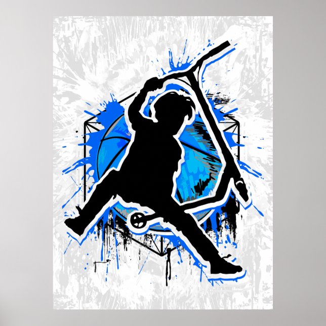 Retro Scooter - Stuntscooter - Kick Stunt Scooter Poster (Framsidan)