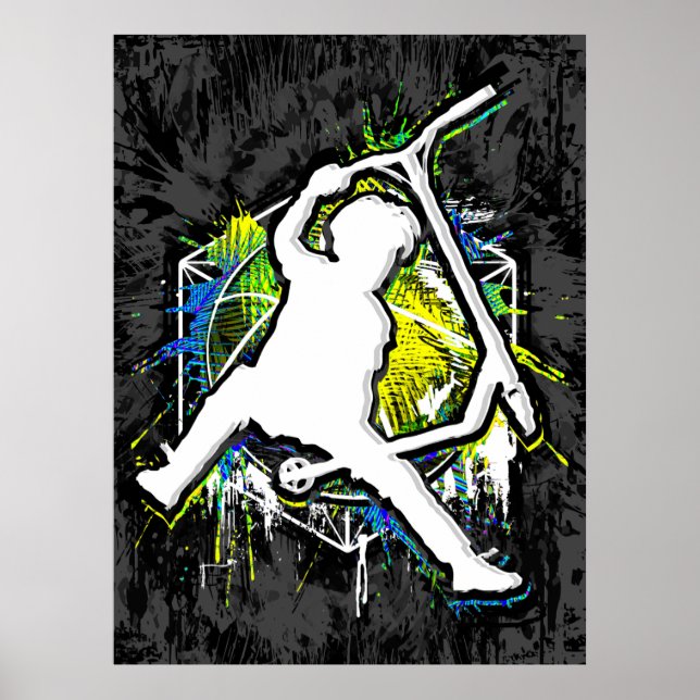 Retro Scooter - Stuntscooter - Kick Stunt Scooter Poster (Framsidan)