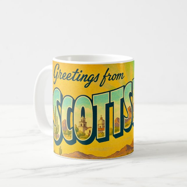 Retro Scottsdale AR Postcard Mug Kaffemugg (Framsida vänster)