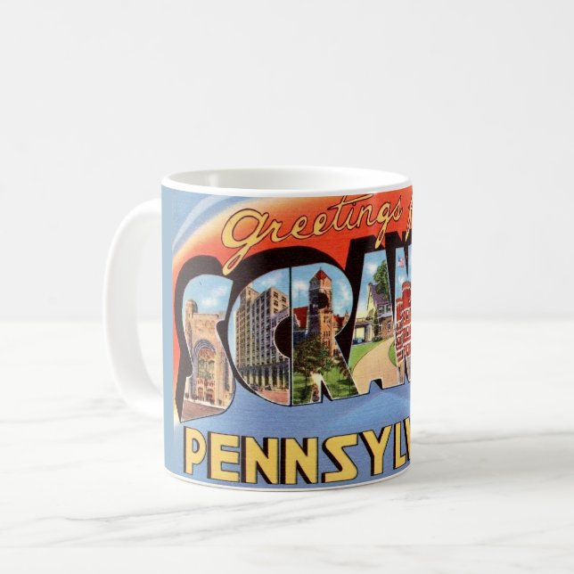 Retro Scranton PA välkomstmugg Kaffemugg (Framsida vänster)