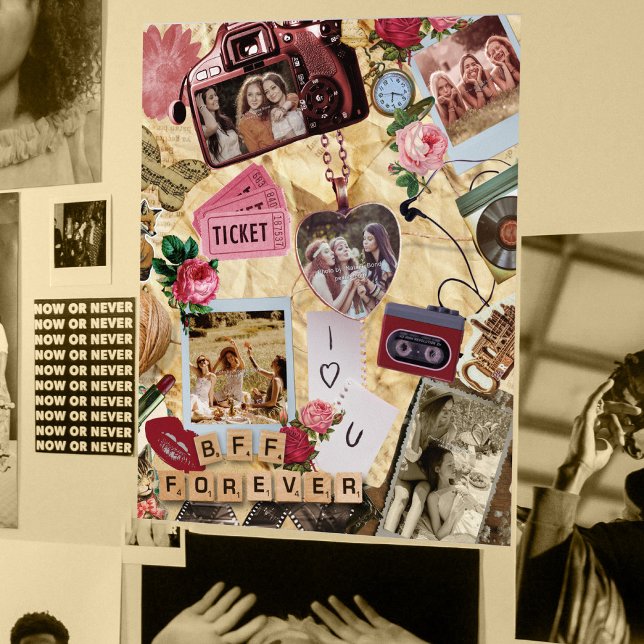 Retro Scrapbook Best Friends Forever Photo Collage Poster (Skapare uppladdad)
