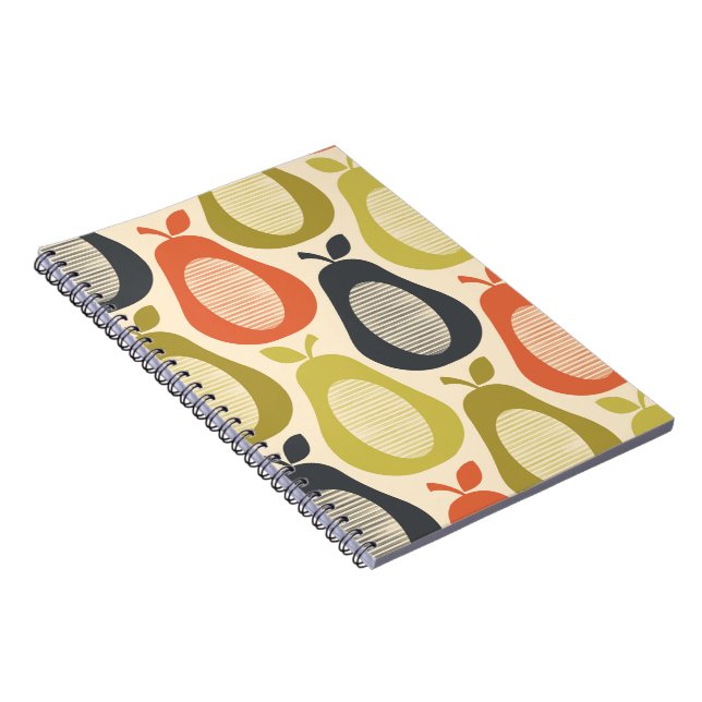 Retro Scribble Pears Mönster Anteckningsbok (Högra Sidan)