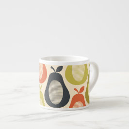 Retro Scribble Pears Mönster Espressomugg