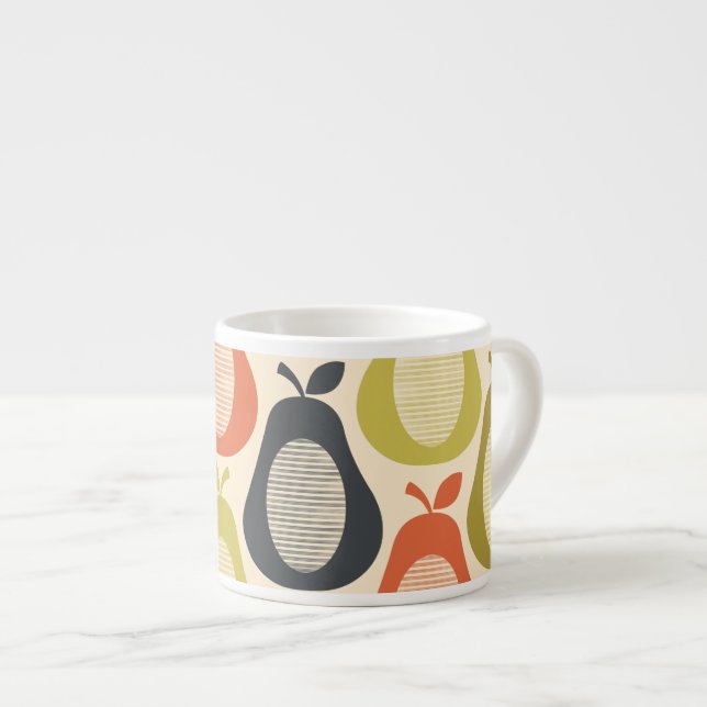 Retro Scribble Pears Mönster Espressomugg (Framsida höger)