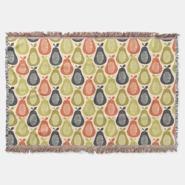 Retro Scribble Pears Mönster Filt (Framsidan)