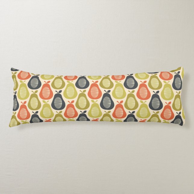 Retro Scribble Pears Mönster Kroppskudde (Framsidan)