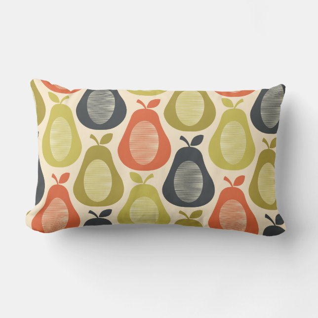 Retro Scribble Pears Mönster Lumbarkudde (Framsida)