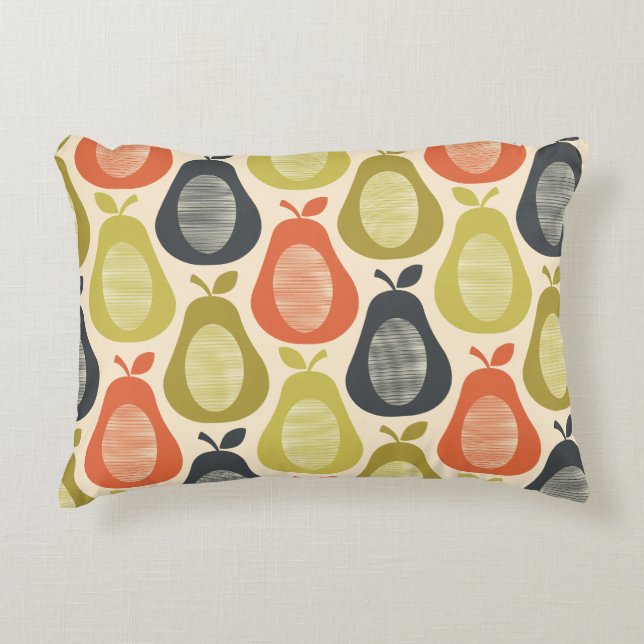 Retro Scribble Pears Mönster Prydnadskudde (Framsidan)