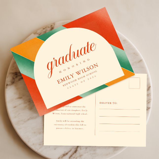 Retro Script Arch Ram Gradueringsannons Vykort (Skapare uppladdad)