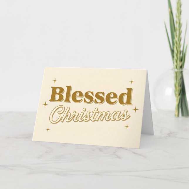 Retro Script Blessed Christmas Helgkort (Framsida)