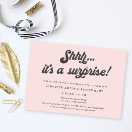Retro Script Blush Pink Surprise Retirement Party Inbjudningar