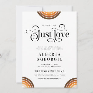 Retro Script Boho Regnbåge Inget Tjafs Bara Kärlek Inbjudningar