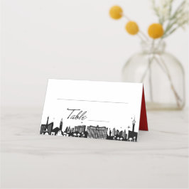 Retro Script Bord Las Vegas Skyline Placeringskort
