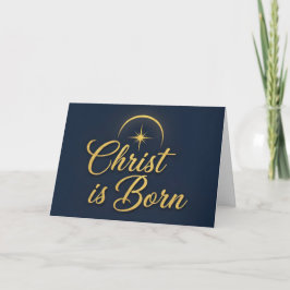 Retro Script Christ is Born Christmas Helgkort