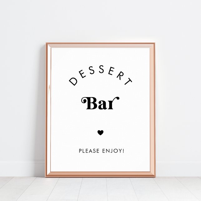 Retro Script Dessert Pub Black White Bröllop-tecke Poster (Skapare uppladdad)