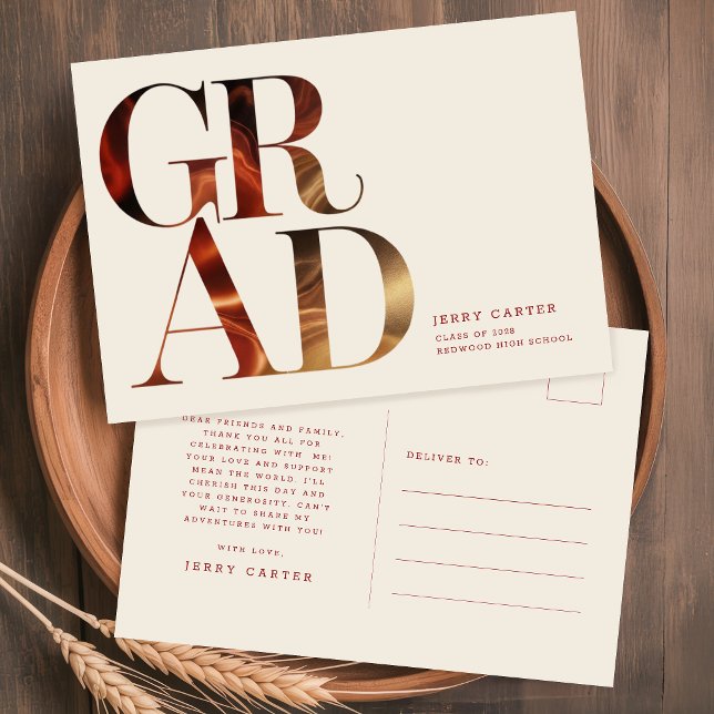 Retro Script Enkel Gymnasieexamen Utexamination Vykort (Skapare uppladdad)