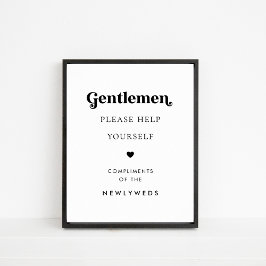Retro Script Gents Bathroom Basket Bröllop-tecken Poster