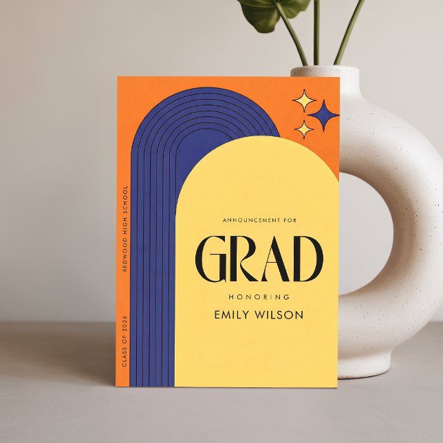 Retro Script Grad Simple Graduation Announcement Vykort (Skapare uppladdad)