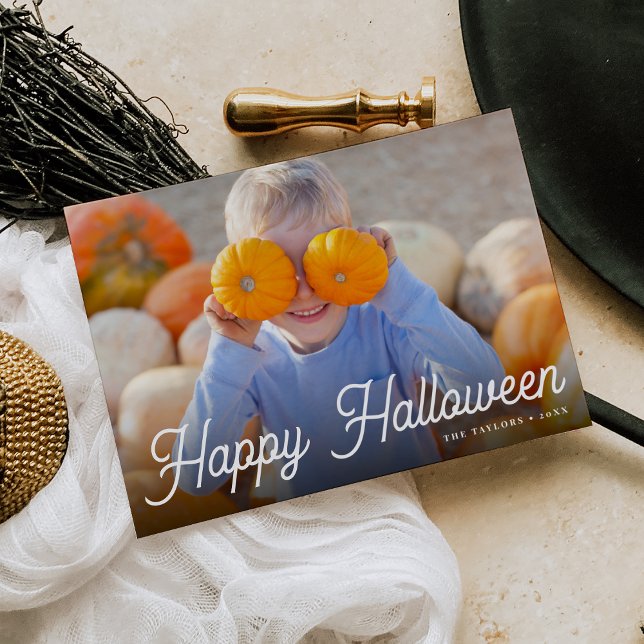 Retro Script Halloween-fotokort Kort (Skapare uppladdad)