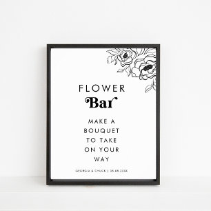 Retro Script Heart Bloom Blom Pub Bröllop-tecken Poster