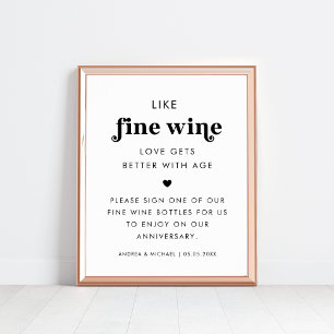 Retro Script Heart Vin Guestbook Bröllop-tecken Poster