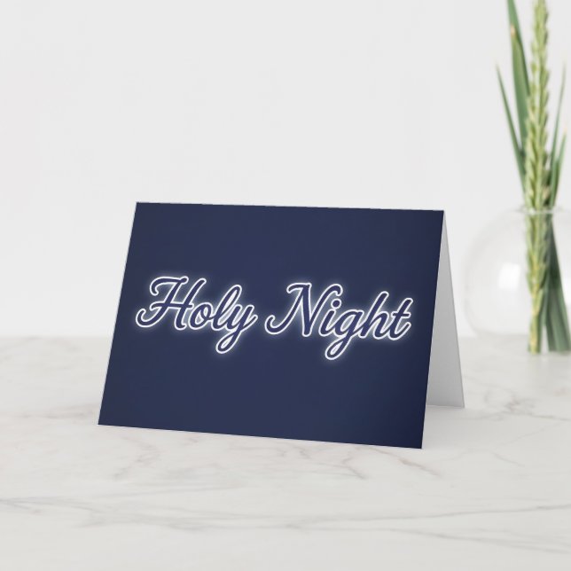 Retro Script Helig Natt Jul Helgkort (Framsida)