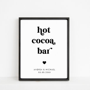 Retro Script Hett Cocoa Pub Winter Wedding Sign Poster
