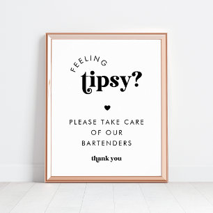 Retro Script - Känn Tipsy Bartender Bröllop-tecken Poster