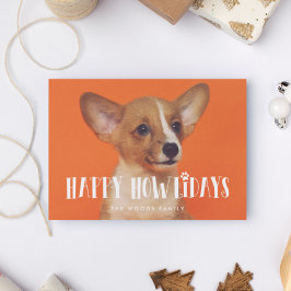 Retro Script Lycklig Howlidays-Hund fotot Julkort